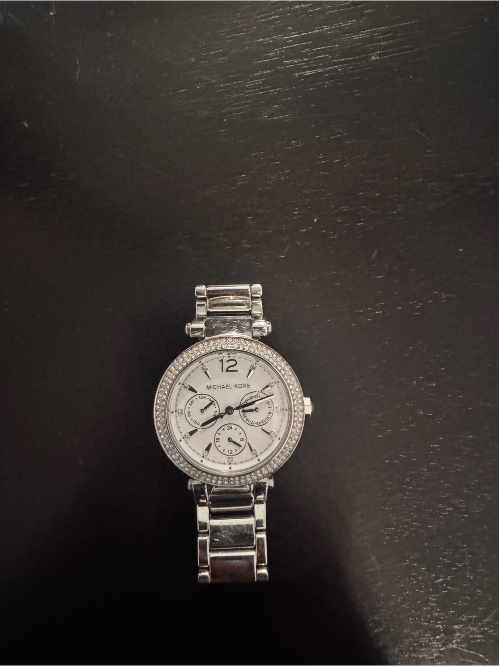 Michael Kors Silver-Tone Crystal Accent Bracelet Watch